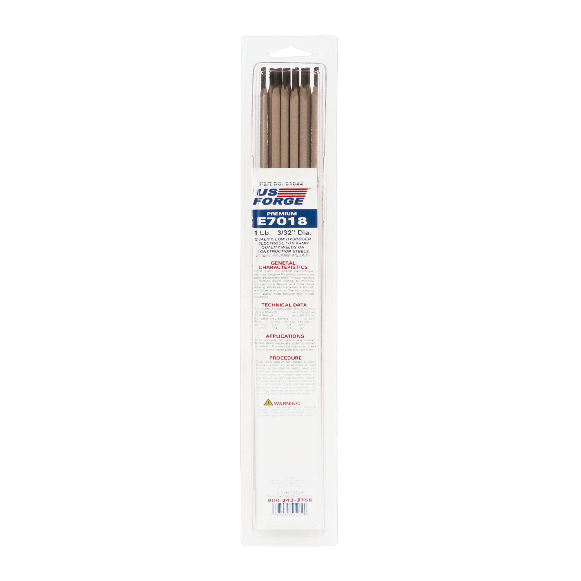US Forge® 3/32" E7018 Welding Electrode - 1 lbs, Model# 51822